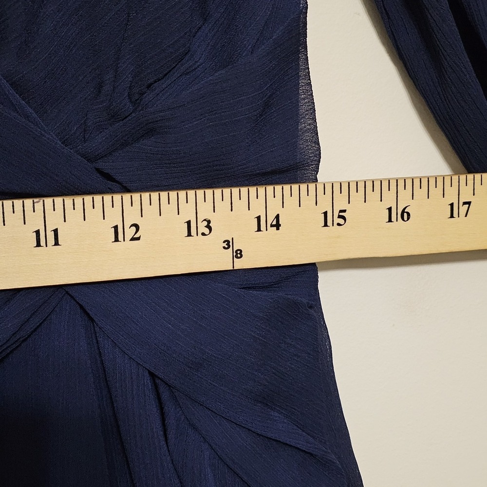DKNY Women Dress Size 8 Fits Medium Faux Wrap V-Neck Long Sleeves Blue New - Picture 6 of 10